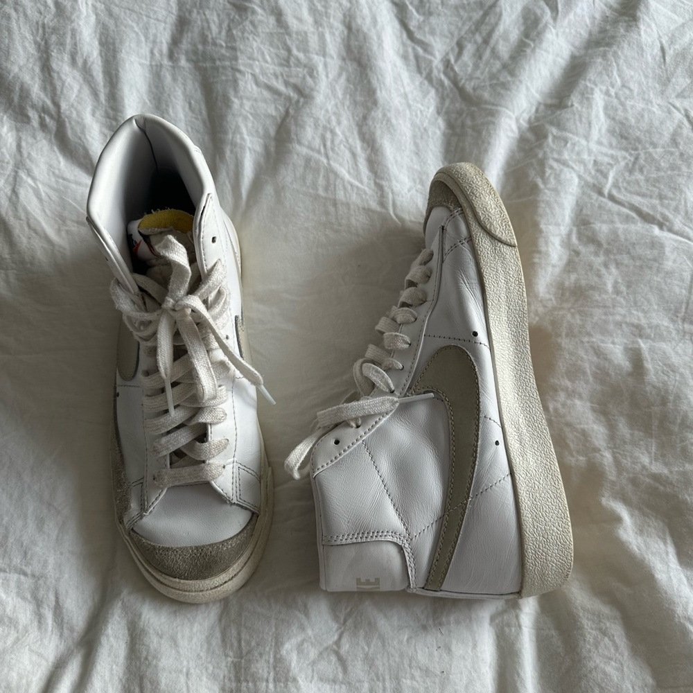 Nike Women's White and Tan High-Top Sneakers